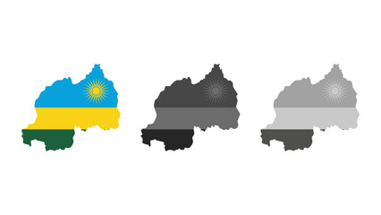 Graphic Representation, Rwandan Map, Digital Art, Vector Illustration, Color Variations, Modern Design, Geography Concept