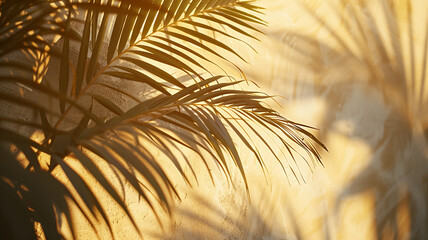 Obraz premium Palm Shadow Play on Stone Wall – Soft Focus