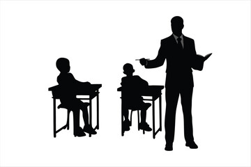 Teacher and Students Classroom Education Silhouette