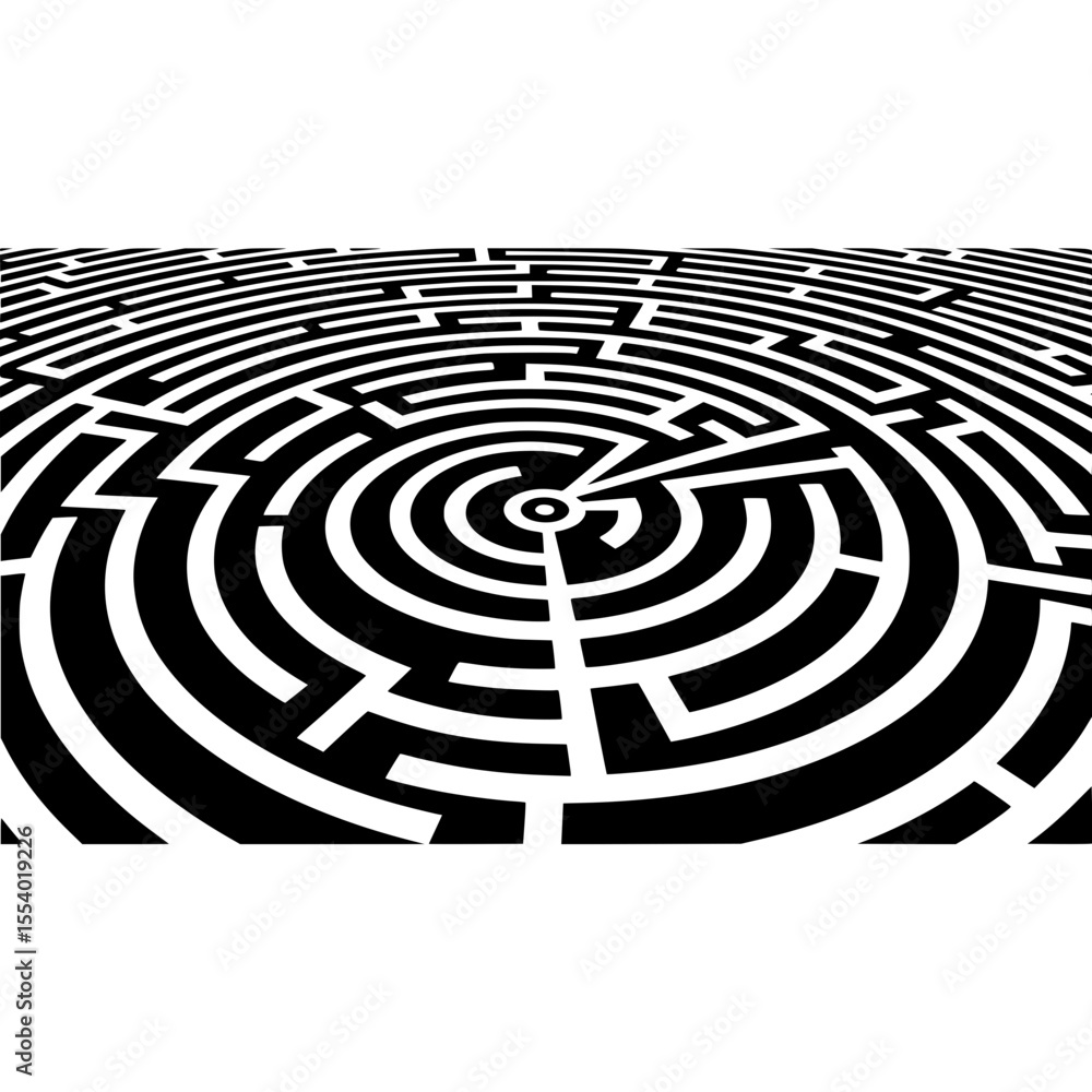 Aufkleber circular labyrinth maze puzzle game design with intricate pathways and complex navigation challenge 