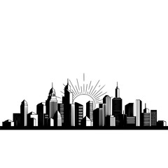 Naklejka premium Cityscape skyline urban buildings silhouette architecture modern city downtown metropolis skyscrapers design art