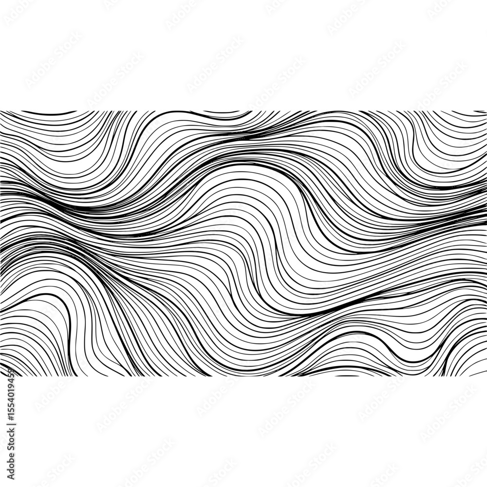 Poster abstract wave line art background design with black and white curve pattern flowing smooth decorativ
