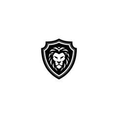 Obraz premium Lion head shield logo design template illustration vector graphic animal king wild cat predator mascot emblem 100