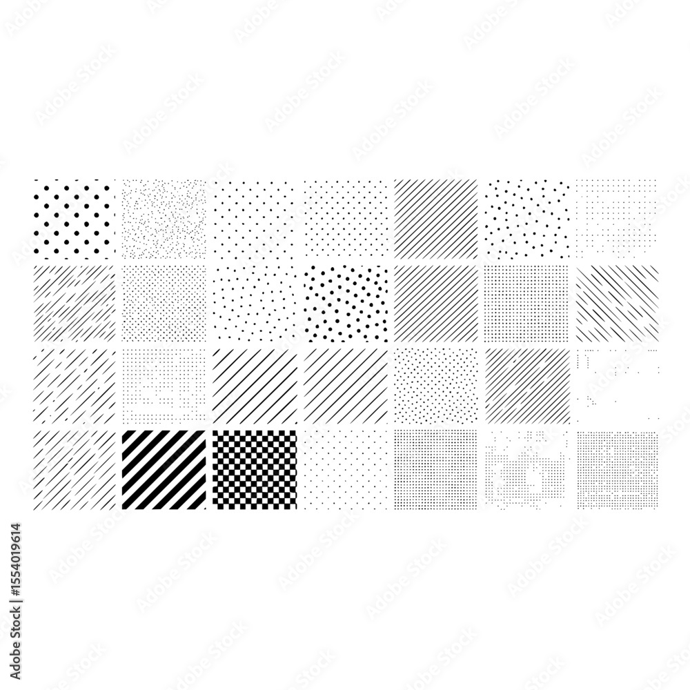 Poster seamless patterns vector set with polka dots stripes and checkered designs for backgrounds and textu