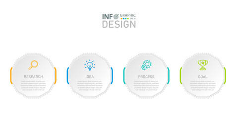 Infographic with icons, 4 steps, business concept of infographics, can be used for infographics, flow charts, presentations, websites, banners, print media.