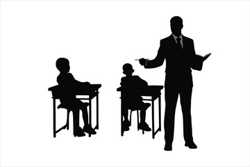 Fototapeta premium Teacher and Students Classroom Education Silhouette