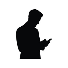 silhouette of a man with a using mobile phone