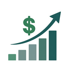 Transparent background Growth Chart with Dollar Sign and Arrow Indicating Financial Success and Progress