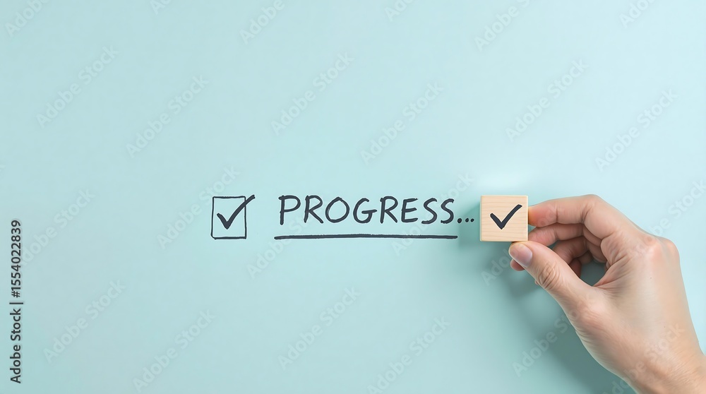 Poster progress checklist complete task management concept achieving goals and success project management p