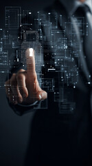 Futuristic Holographic Interface Representing Cybersecurity