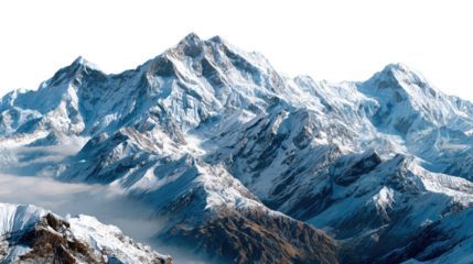 Majestic snow capped mountain range 