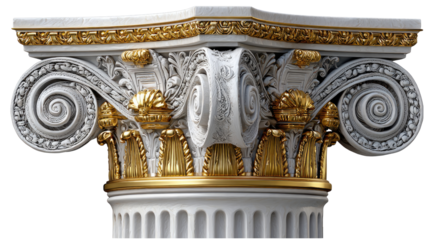 Architectural Grace: A close-up view of an intricately adorned architectural column's capital showcases classic design, perfect for illustrating history or design themes.