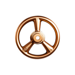 Shiny copper valve wheel for industrial machinery isolated on white background