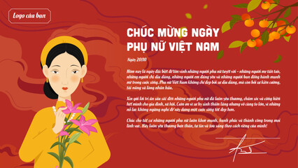 Vietnamese Women&rsquo;s Day 20 10 greeting card vector illustration