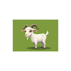 Obraz premium little funny goat in green background and white background, goat, animal, farm, white, agriculture, nature, green, field