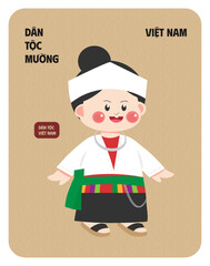 Muong ethnic minority woman in traditional costume vector illustration