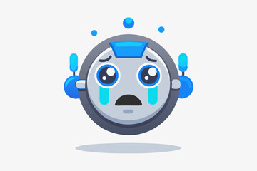 crying robot emoji blue led tears