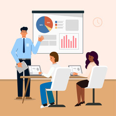 Professional presenting project ideas to group illustration