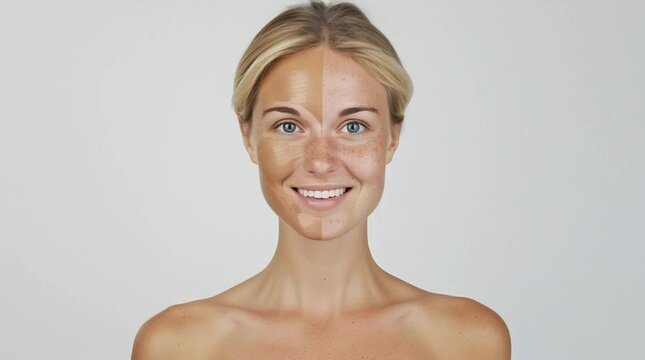 Half-Tanned Woman: Before and After Sunless Tanner
