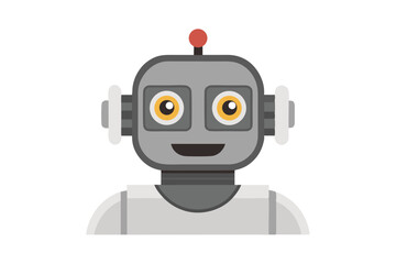 neutral robot face flat metallic surface  