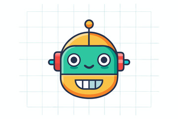 Obraz premium robot style emoji face tech grid