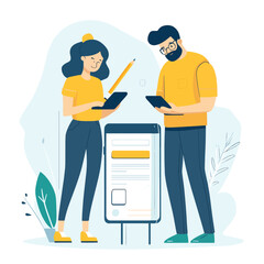 Fototapeta premium People fill website with content