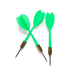 Green darts on white background