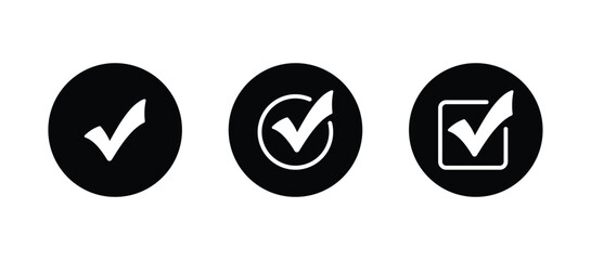 Checkmark icon. Checkmark vector set. Approved symbol vector. © Robbiya
