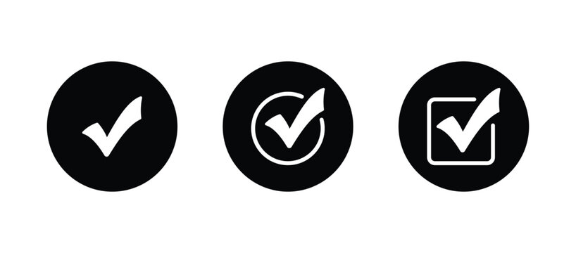 Checkmark icon. Checkmark vector set. Approved symbol vector.