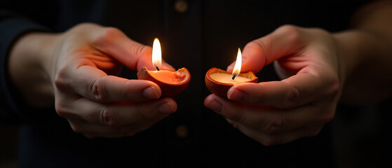 Closeup of hands carefully trimming candle wicks on a variety of homemade candles.  Focus on the intricate details of the hands and the candle wax.  Soft, warm lighting.