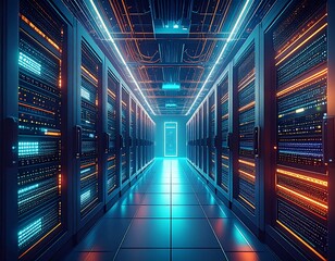 Obraz premium Futuristic server room interior