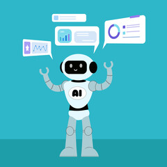 Fototapeta premium AI robot for automation and smart solutions flat design