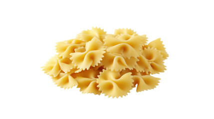 Pile of dry farfalle pasta bow ties isolated on transparent background