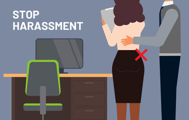 Stop harassment in the workplace vector illustration