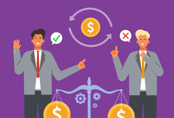 Business exchange and global commerce partnership flat design