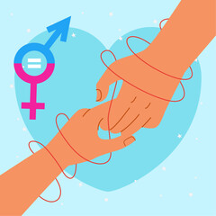 Gender equality between two sexes vector illustration