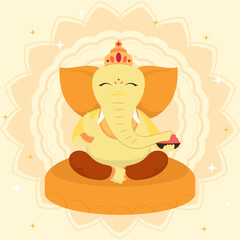 Lord Ganesha Indian elephant god vector illustration
