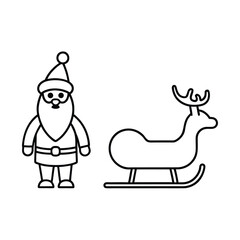 Festive santa claus with sleigh and reindeer illustration on a clean white background perfect for holiday designs