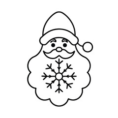 Festive santa claus with a unique snowflake beard design on a clean white background perfect for holiday celebrations