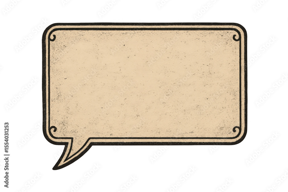 Poster classic empty speech bubble with vintage texture and transparent background, ideal for adding text o