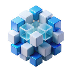 Obraz premium 3d geometric cube structure isolated on transparent background