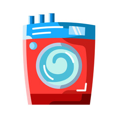 Made in UK Laundry day just got a whole lot more colorful with this red cartoon washing machine vector icon flat style.