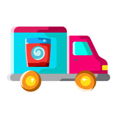 Made in UK Laundry day just got a whole lot brighter with this pink truck and washing machine vector icon flat style.