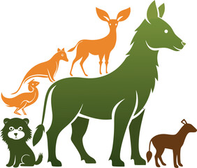 Playful animal silhouette illustration for a wildlife charity with white background.