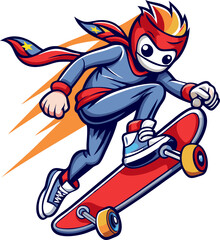 Fototapeta premium High-energy skateboard illustration for a sports event with white background.