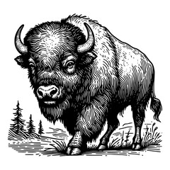 Hand drawn bison isolated on white © foggy
