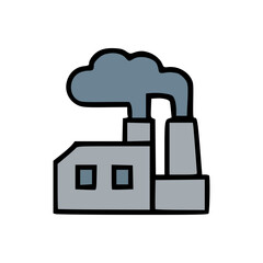 Air pollution emission from manufacturing plant with dark smoke and industrial chimneys