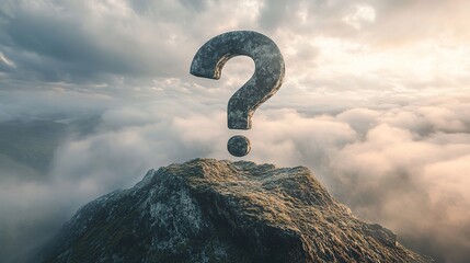 A big question mark is on top of the mountain.