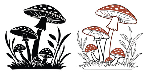 Forest Fungi Vector Icons – Mushroom Silhouettes and Illustrations