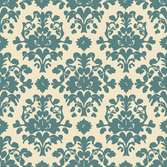 The daemas rococo pattern is seamless. Muted Teal on Sand is calm and simple. Vector-shaped wallpapers.